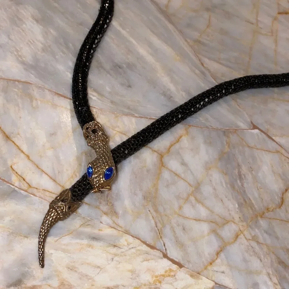 Reptile-Themed Black and Gold Necklace‎ or Belt